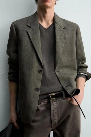 Блейзер из 100% льна с рельефным узором - лимитированная серия- Заказать в России