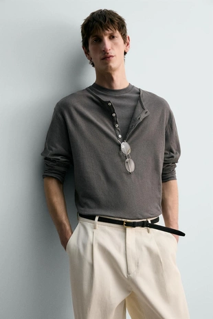 Лонгслив из хлопка и льна — лимитированная серия- Заказать в России