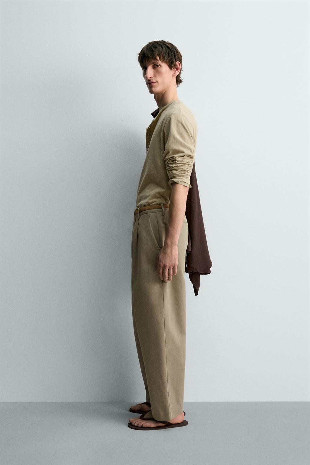 ФУТБОЛКА С ВОРОТНИКОМ-ПЕКАРЕМ ИЗ ХЛОПКА И ЛЬНА — лимитированная серия