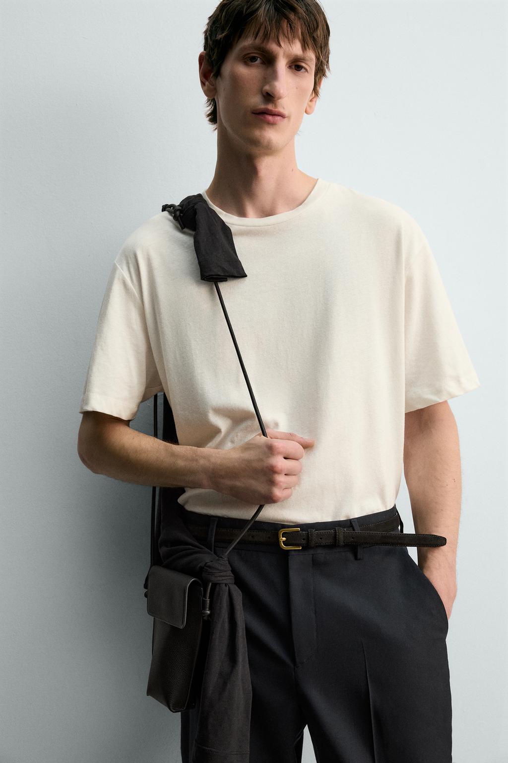 ФУТБОЛКА СВОБОДНОГО КРОЯ ИЗ ХЛОПКА И ЛЬНА