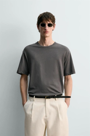 Футболка RELAXED FIT из хлопка и льна- Заказать в России