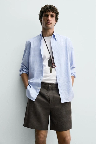 Бермуды из 100% льна классического кроя- Заказать в России