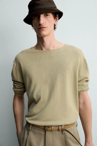 Легкий свитер из хлопка и льна лимитированная серия- Заказать в России