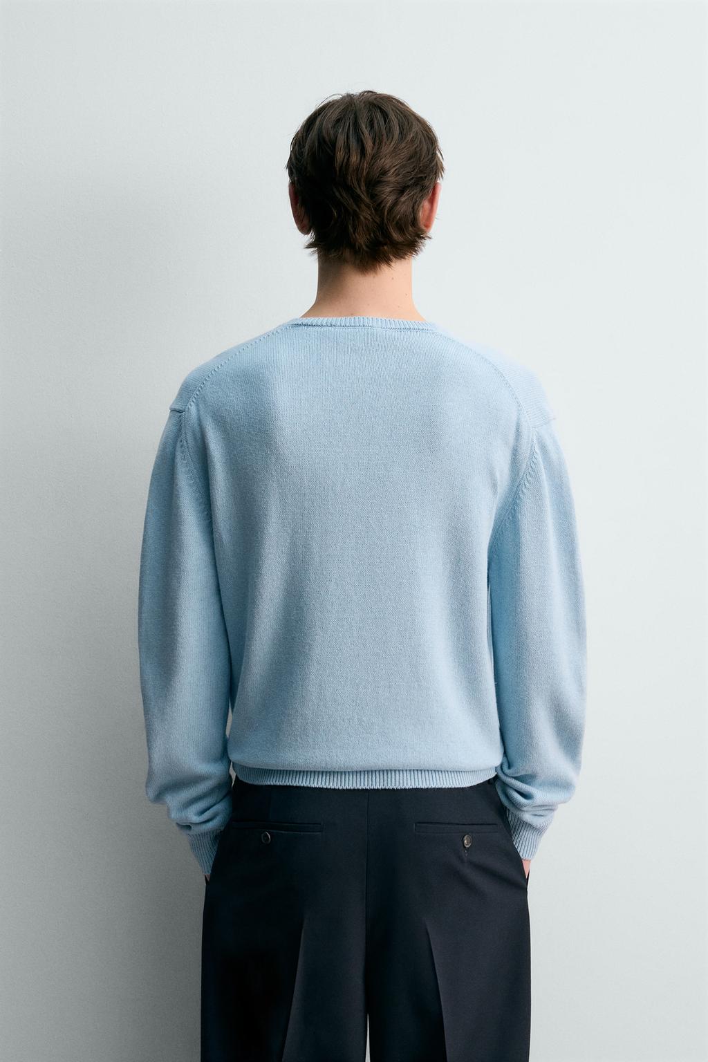 СВИТЕР С V-ОБРАЗНЫМ ВЫРЕЗОМ ИЗ ХЛОПКА И ЛЬНА - лимитированная серия