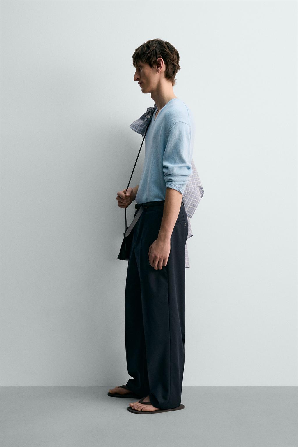 СВИТЕР С V-ОБРАЗНЫМ ВЫРЕЗОМ ИЗ ХЛОПКА И ЛЬНА - лимитированная серия