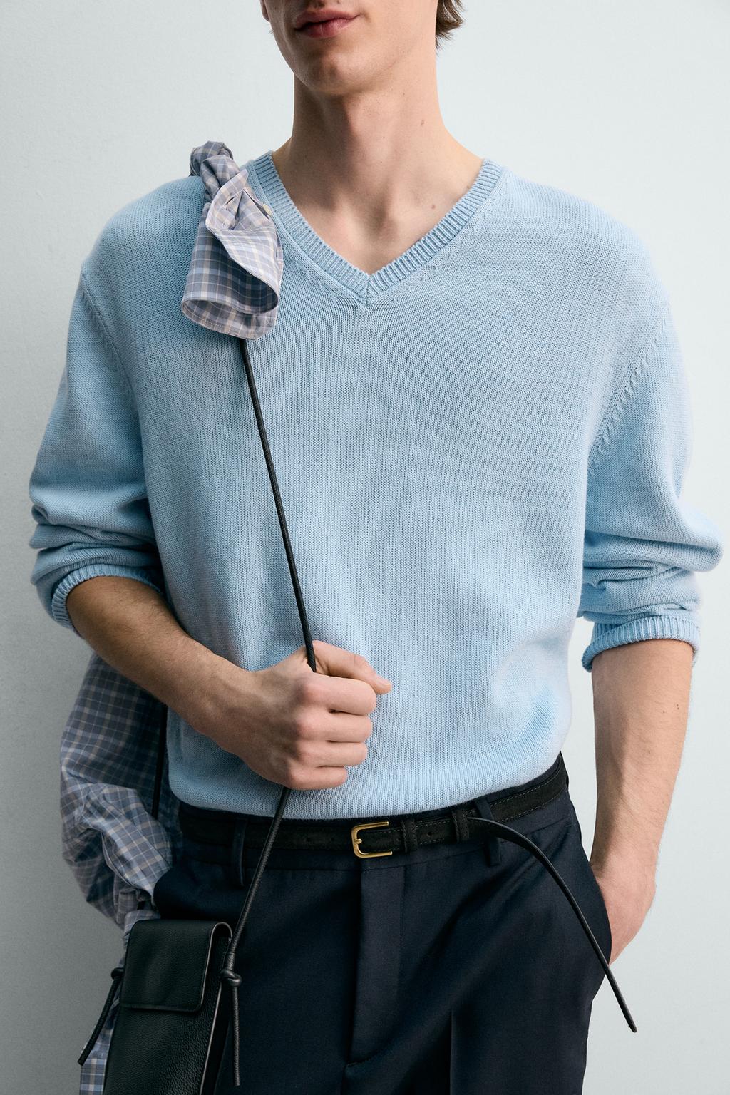 СВИТЕР С V-ОБРАЗНЫМ ВЫРЕЗОМ ИЗ ХЛОПКА И ЛЬНА - лимитированная серия