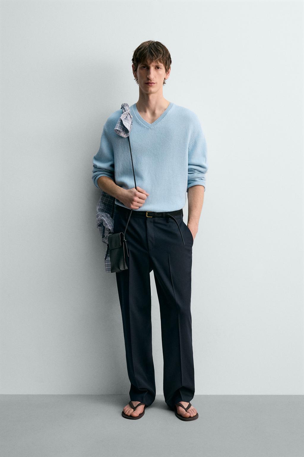 СВИТЕР С V-ОБРАЗНЫМ ВЫРЕЗОМ ИЗ ХЛОПКА И ЛЬНА - лимитированная серия