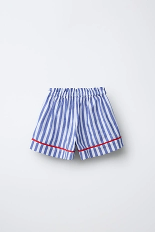 Шорты-бермуды в полоску с контрастными кантами- Заказать в России