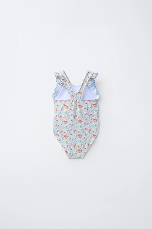 1-6 лет/купальник с цветочным принтом и воланами- Заказать в России