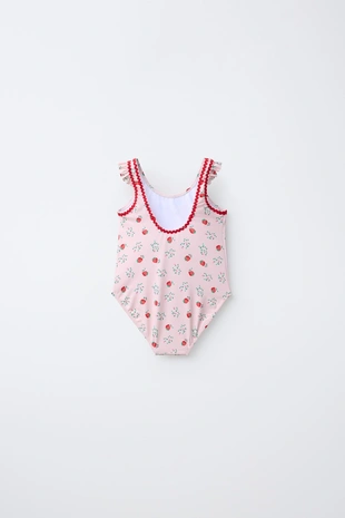 1-6 лет/купальник с клубникой и волнистым краем- Заказать в России
