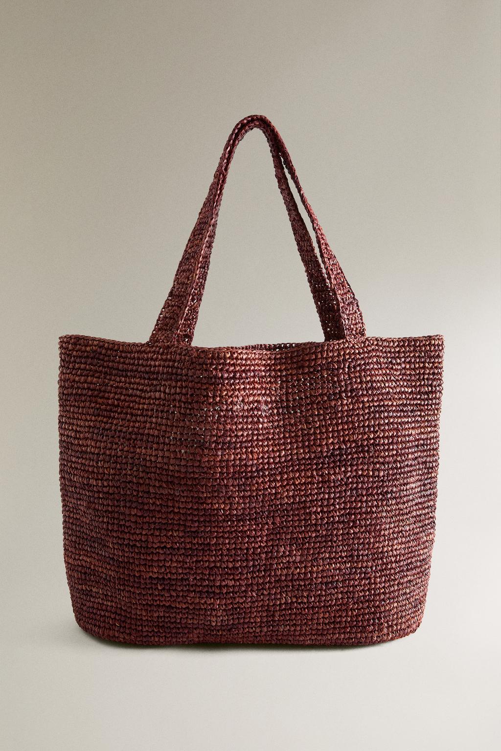 Сумка из рафии с плечевыми ремнями