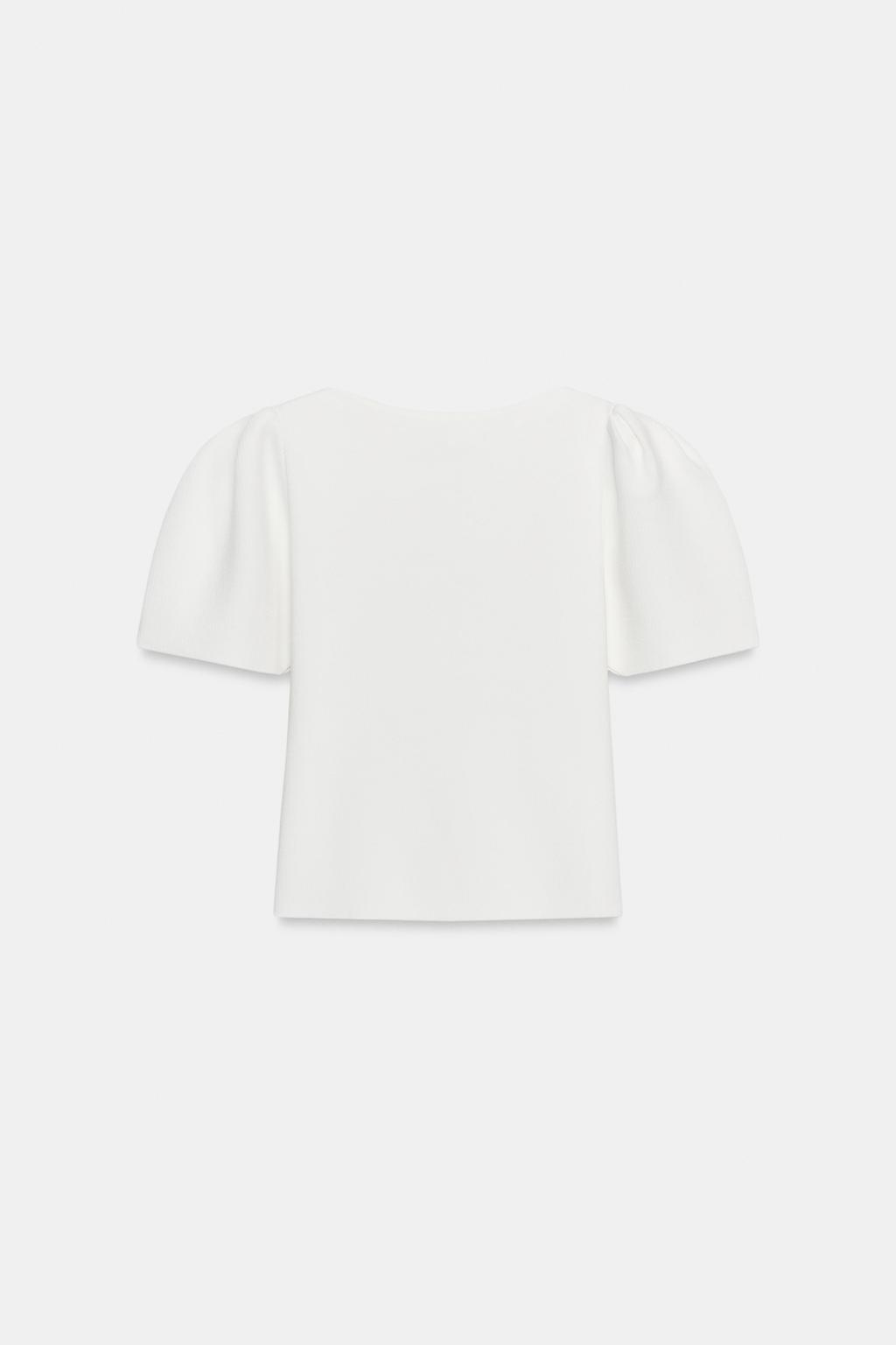 ТРИКОТАЖНЫЙ ТОП С ОБЪЕМНЫМИ РУКАВАМИ