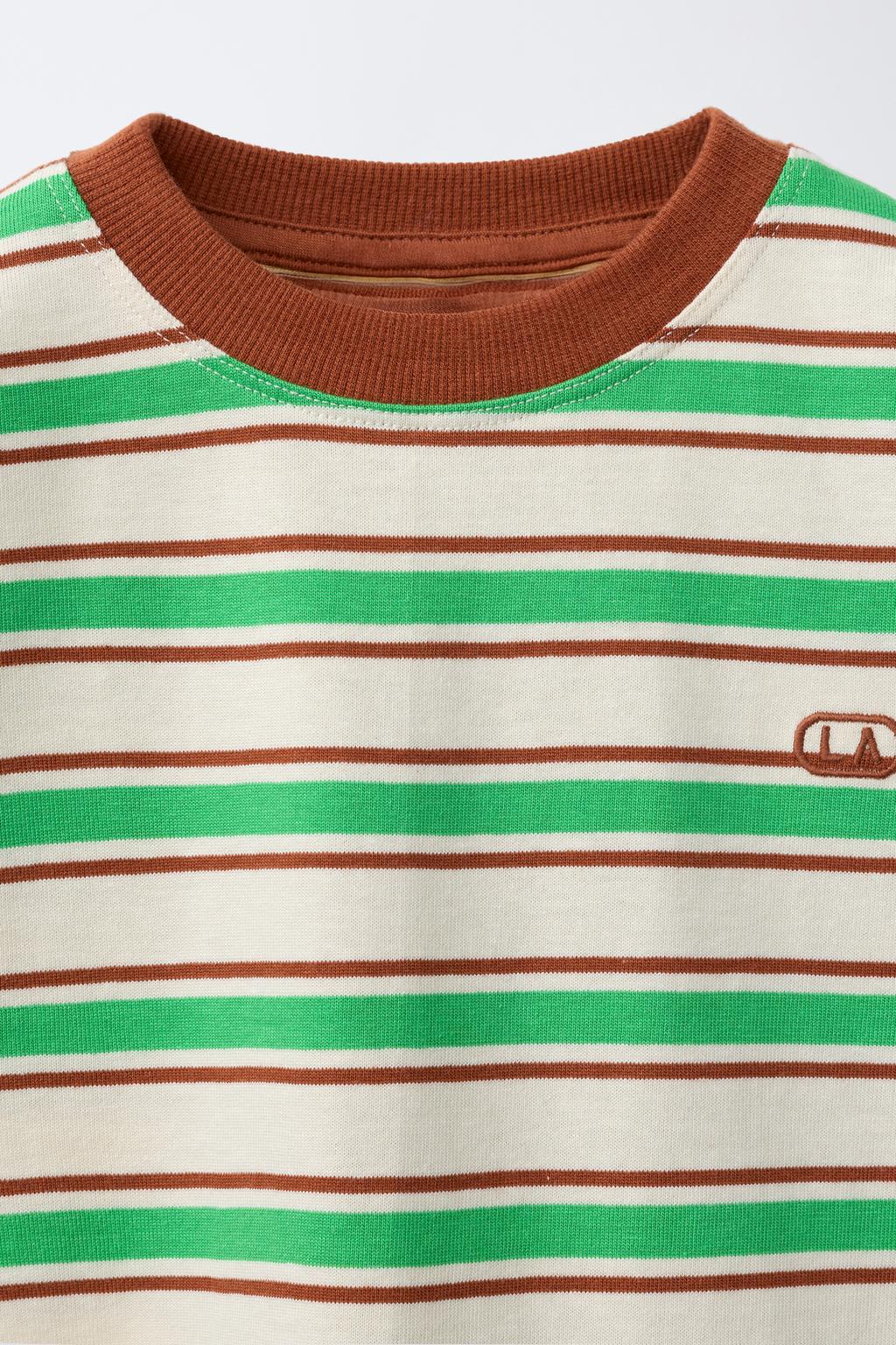 ФУТБОЛКА В ПОЛОСКУ С ВЫШИТЫМ ЛОГОТИПОМ