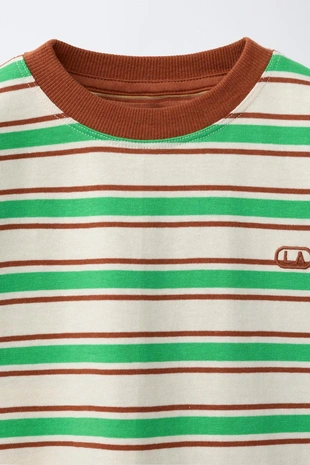 Футболка в полоску с вышитым логотипом- Заказать в России