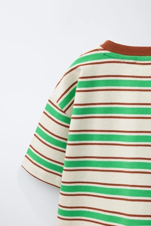 Футболка в полоску с вышитым логотипом- Заказать в России