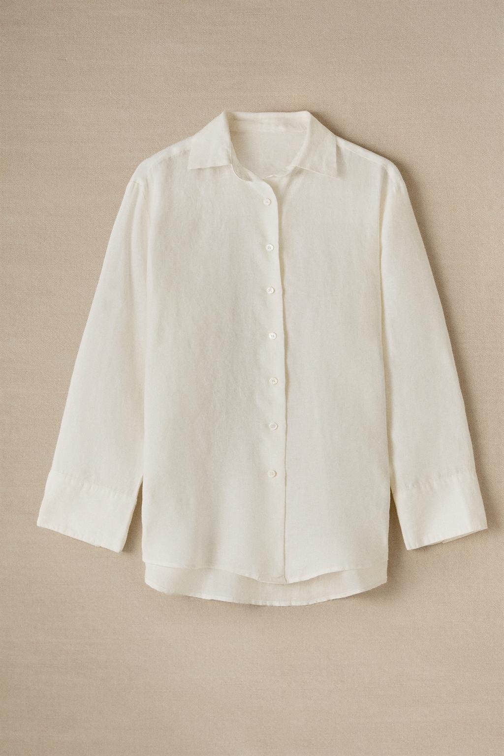 Рубашка из льна с длинным рукавом