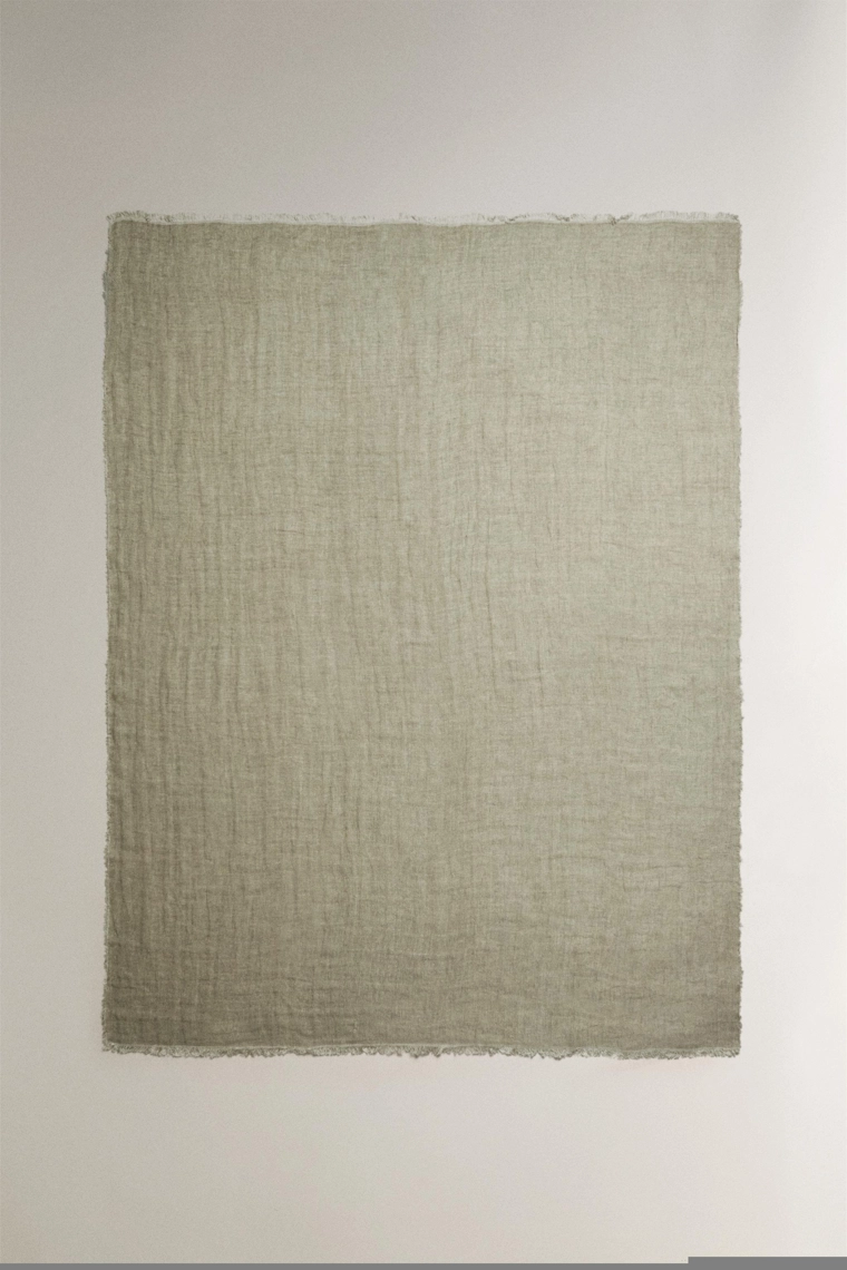 Плед из льна в клетку