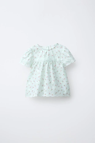 Рубашка с цветочным принтом и швейцарской вышивкой- Заказать в России