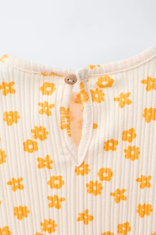 Футболка в рубчик с цветочным принтом- Заказать в России