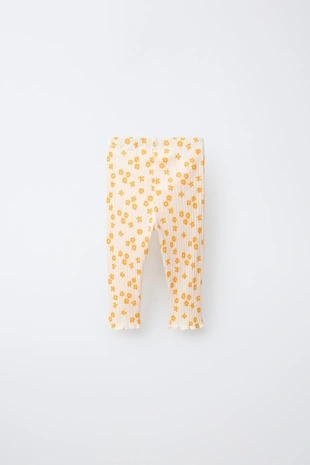 Легинсы в рубчик с цветочным принтом- Заказать в России