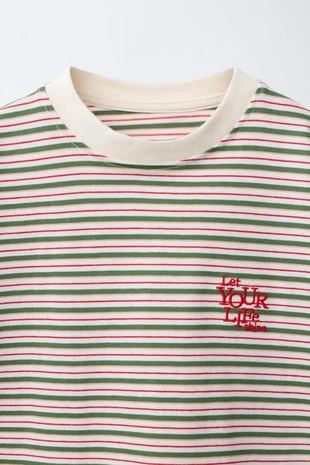 Футболка в полоску с вышитой надписью- Заказать в России