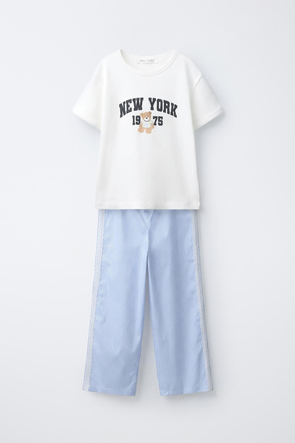 6-14 ЛЕТ/ПИЖАМА С МИШКОЙ И ПОЛОСКАМИ