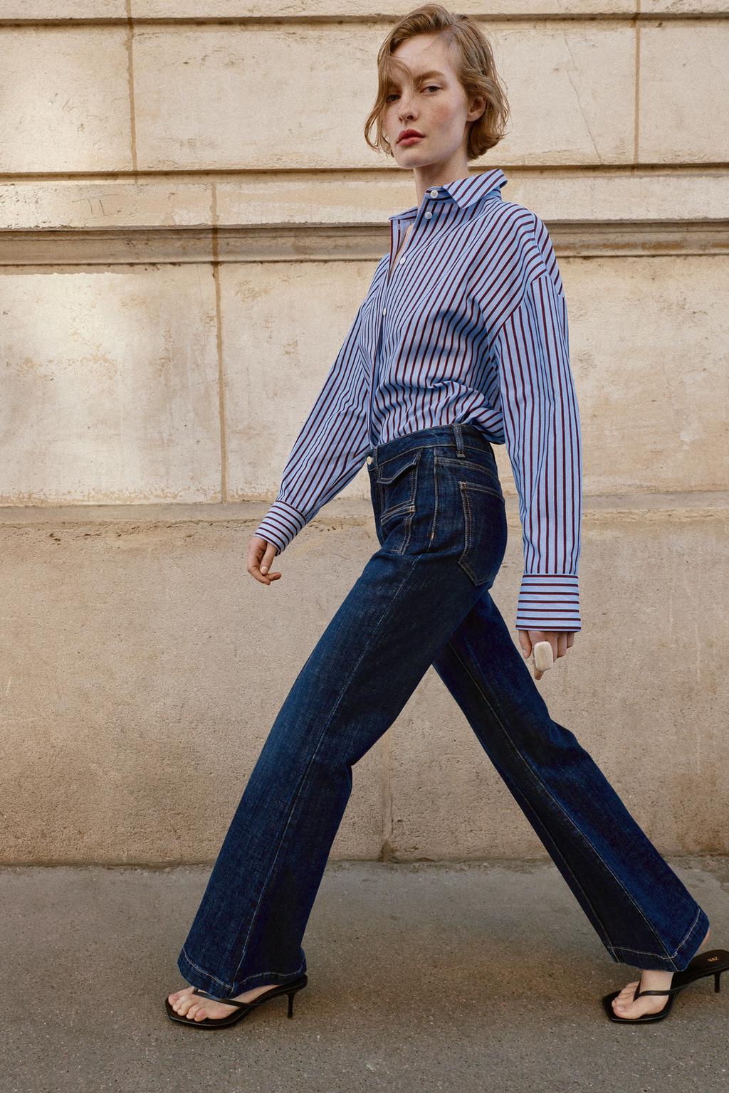 ДЖИНСЫ Z1975  С ВЫСОКОЙ ПОСАДКОЙ И ОТСТРОЧКОЙ