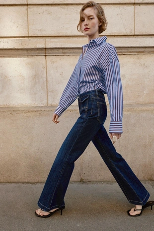 Джинсы Z1975  с высокой посадкой и отстрочкой- Заказать в России