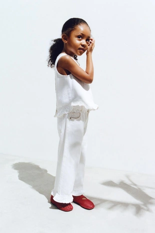 Джинсовый топ с воланами- Заказать в России