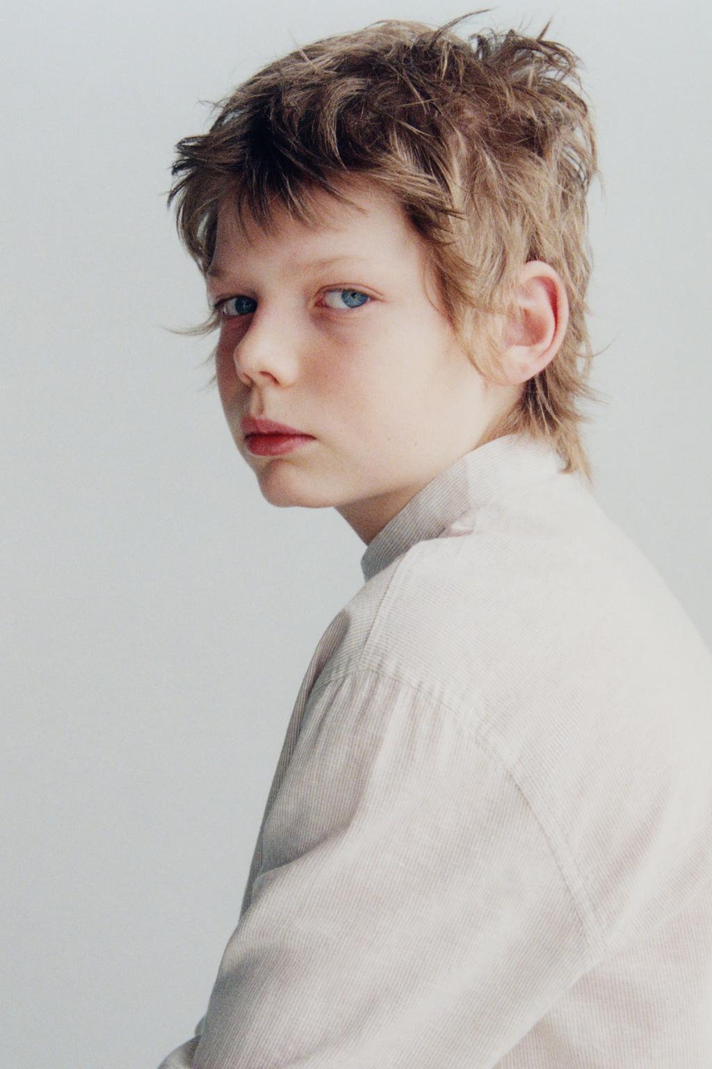 РУБАШКА В ПОЛОСКУ ИЗ ХЛОПКА И ЛЬНА