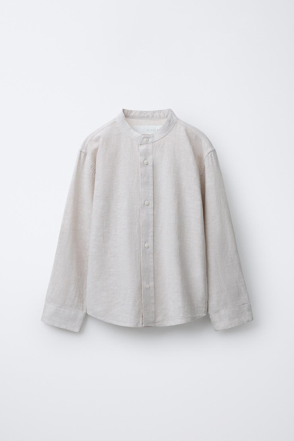 РУБАШКА В ПОЛОСКУ ИЗ ХЛОПКА И ЛЬНА