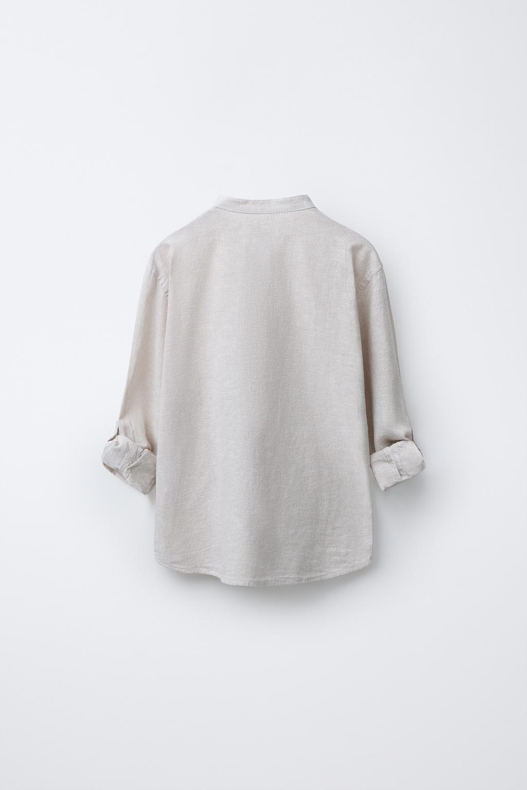 РУБАШКА В ПОЛОСКУ ИЗ ХЛОПКА И ЛЬНА