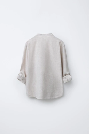 Рубашка в полоску из хлопка и льна- Заказать в России