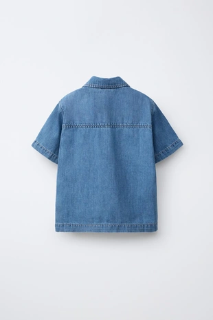 Джинсовая рубашка из хлопка и льна- Заказать в России