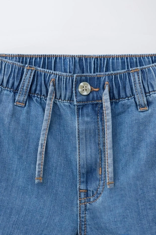 Джинсовые шорты из смесового льна и хлопка- Заказать в России