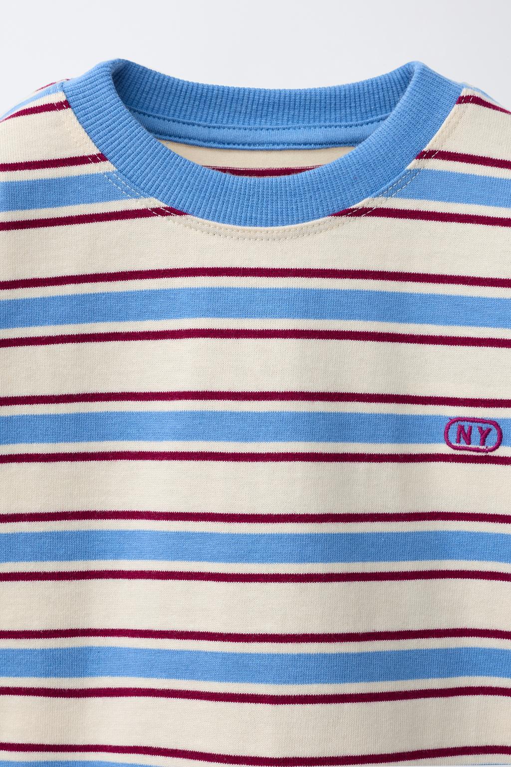 ФУТБОЛКА В ПОЛОСКУ С ВЫШИТЫМ ЛОГОТИПОМ