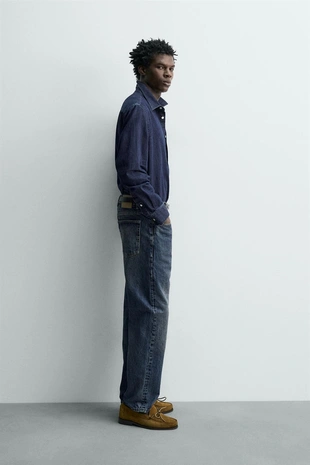 Джинсовая рубашка классического кроя- Заказать в России