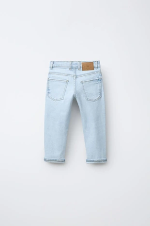 Джинсы  прямого кроя с разрезами- Заказать в России