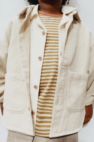 Фактурная куртка-рубашка из хлопка и льна- Заказать в России