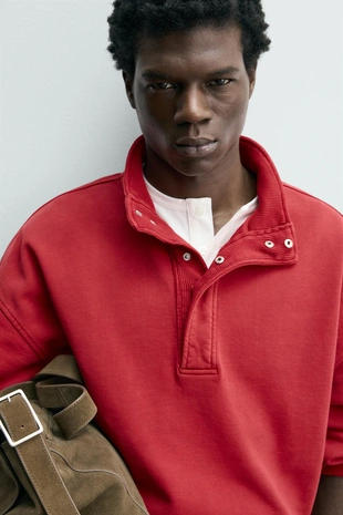 Толстовка поло в рубчик- Заказать в России