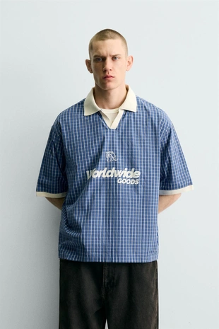 Укороченная рубашка поло с принтом- Заказать в России