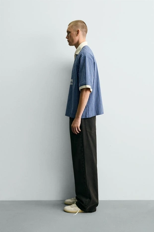 Укороченная рубашка поло с принтом- Заказать в России