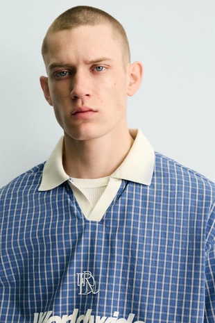 Укороченная рубашка поло с принтом- Заказать в России