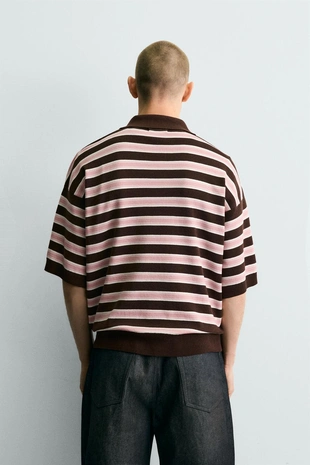 Жаккардовое поло в полоску- Заказать в России