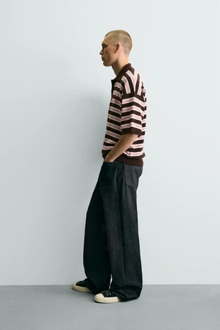 Жаккардовое поло в полоску- Заказать в России