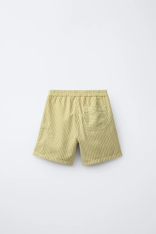 Бермуды в полоску из хлопка и льна- Заказать в России