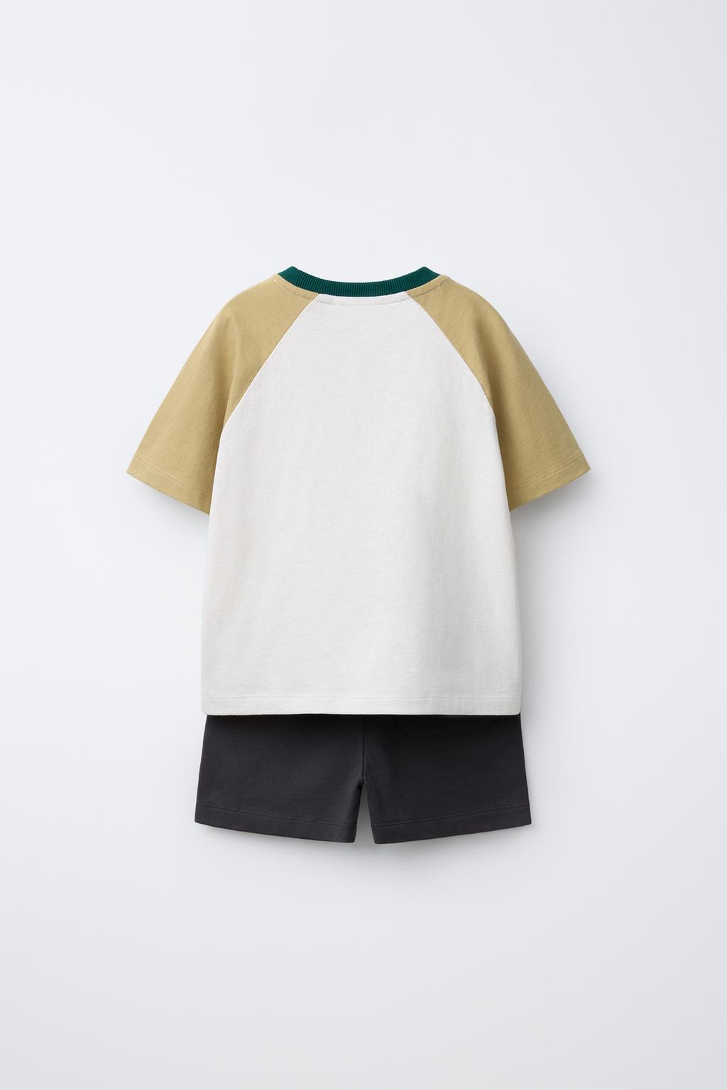 КОМПЛЕКТ ДЖОГГЕРЫ ИЗ ФУТБОЛКИ И БЕРМУД В СТИЛЕ КОЛОР-БЛОК