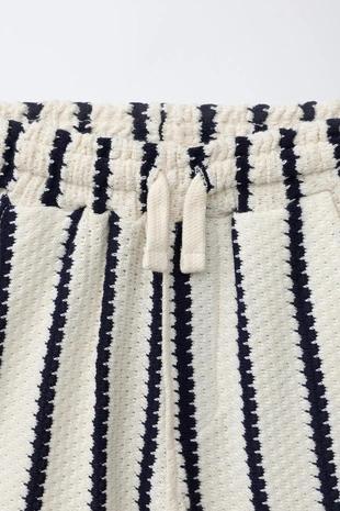 Шорты из рельефного трикотажа в полоску- Заказать в России