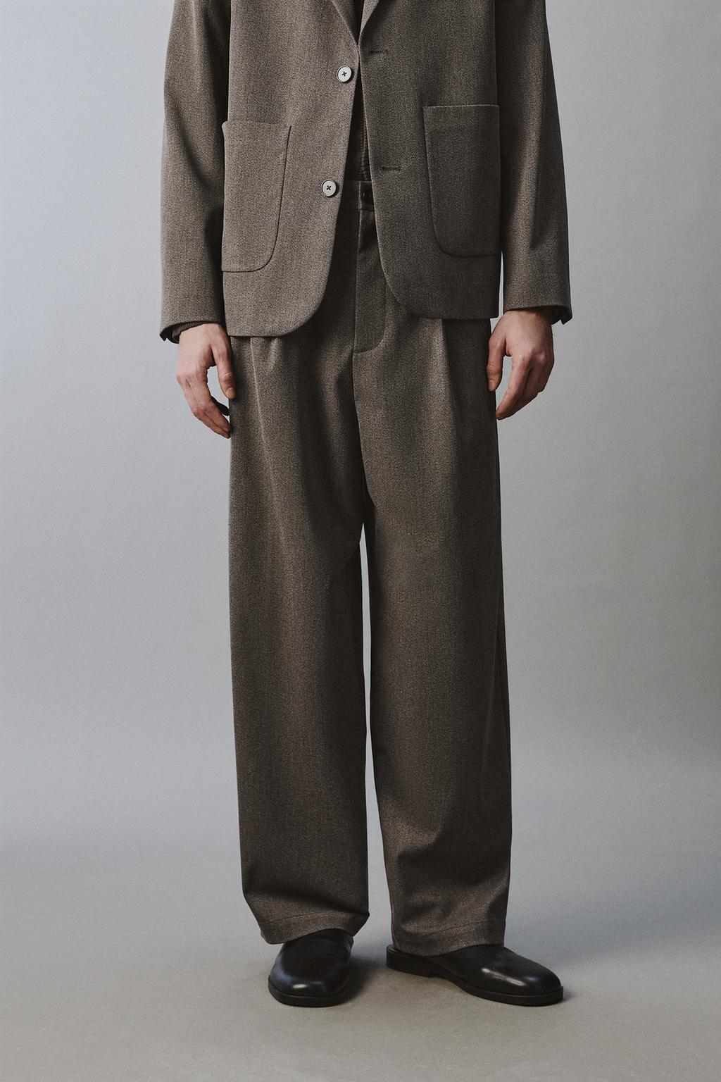 КОСТЮМНЫЕ БРЮКИ свободного кроя ИЗ РЕЛЬЕФНОЙ ТКАНИ