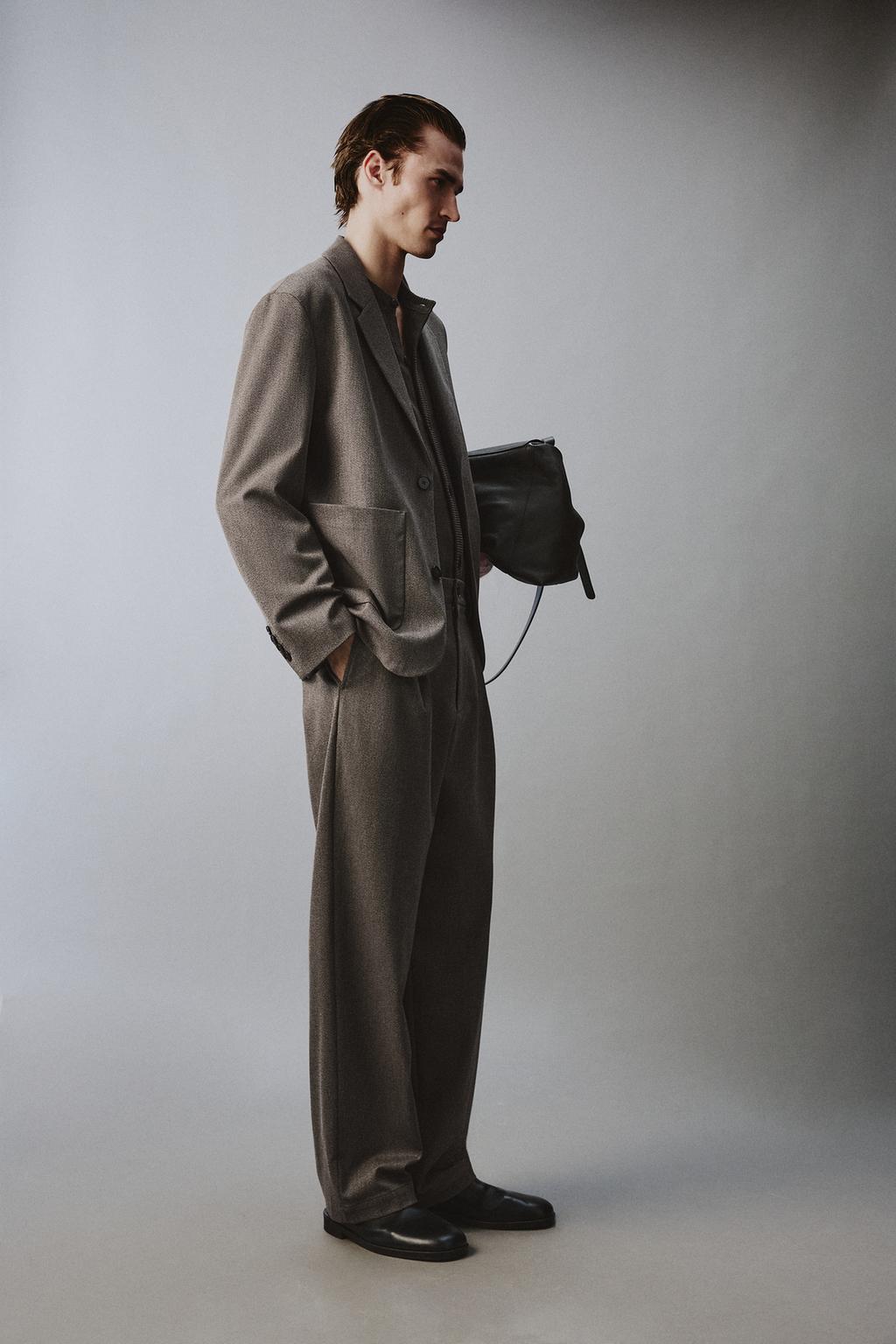 КОСТЮМНЫЕ БРЮКИ свободного кроя ИЗ РЕЛЬЕФНОЙ ТКАНИ